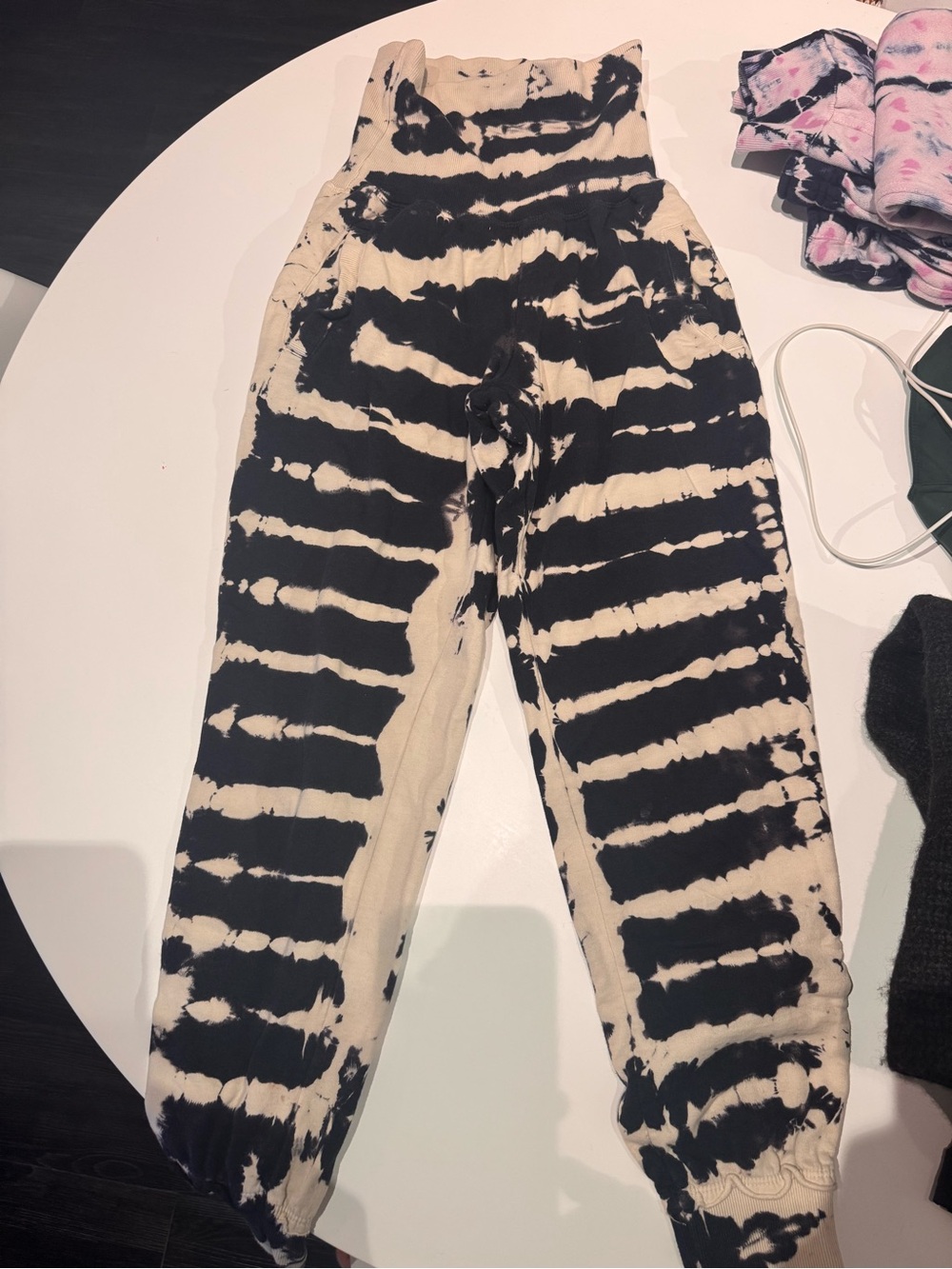 Young Fabulous & Broke Black and Cream Tie-Dye Jogger Pants